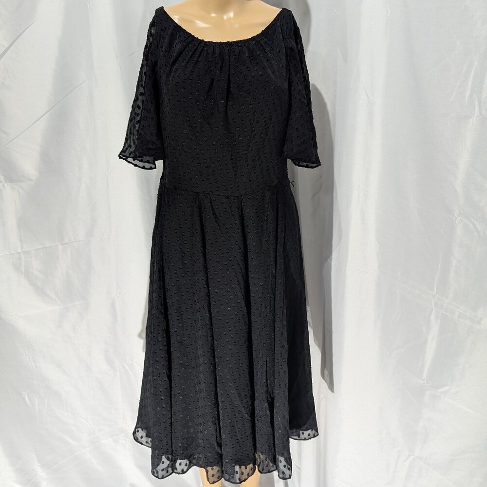 kate spade Black Swiss Dot Midi Dress